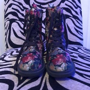 Floral Print combat boots